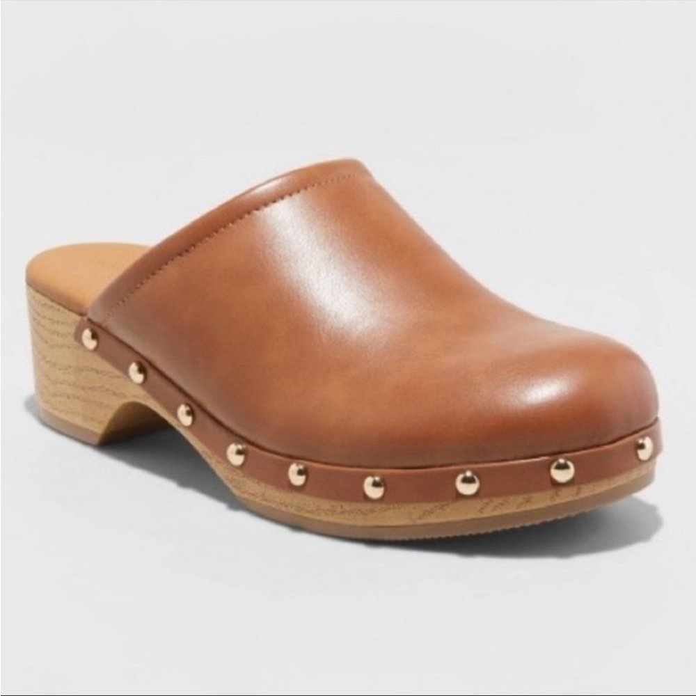 Universal Thread Indra Slip On Clog Heels Cognac